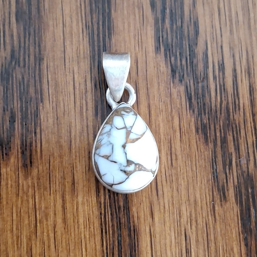 Pendant Angel Dahlia Teardrop Natural Stone Sterling Silver